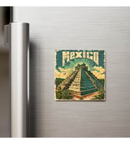 Meksika Mexico - Posta Pulu Temalı Ülke - Baskılı Buzdolap Magneti Kare - 9x9 cm