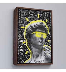 Çerçeveli Michelangelo Buonarroti Davud Pop Art Tablosu (Kahverengi)