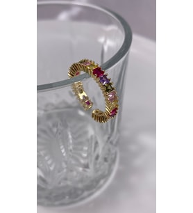 Gümüş Kaplama Renkli Tamtur Yüzük , Gold/Altın Kaplama Renkli Tamtur Yüzük