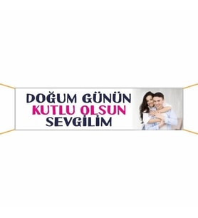 Doğum Günü Pankartı (Sevgilim) -5 75x300 cm (Çok Renkli)