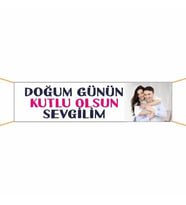 Doğum Günü Pankartı (Sevgilim) -5 75x300 cm (Çok Renkli)