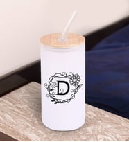 BK Gift Harfli Beyaz Renk Pipetli Buzlu Cam Bardak 600ml - 3, Arkadaşa Hediye, Doğum Günü Hediyesi