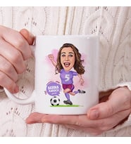 Kişiye Özel Futbolcu Kadın Karikatürlü Kupa Bardak