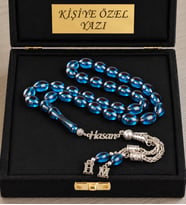 Kişiye Özel Gümüş İsimli Tesbih Harfli Ateş Kehribar Tesbih – Özel Yazılı Premium Kutulu Erkek Hediyesi