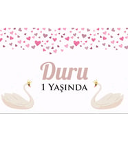 Kuğu Temalı Doğum Günü Afişi 70x100 cm