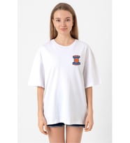 Dubious Handles Logo Beyaz Kadın Oversize Tshirt