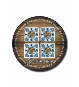 bilge tasarım Stone Decor Taş Bardak Altlığı 4'lü Set 10x10x1 Cm desenli