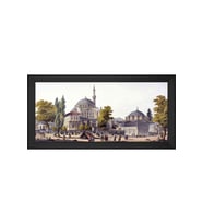 Kılıç Ali Paşa Külliyesi Motifli Kanvas Tablo 80 x 110 cm Siyah Çerçeve