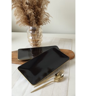 Siyah Gold Siera Kayık Tabak 33x17 cm, 2'li Set, şık ve kullanışlı designed