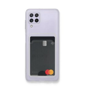 Samsung Galaxy A22 Kılıf Kart Şeffaf Silikon - Şeffaf