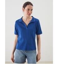 LCWAIKIKI Classic Mavi Polo Yaka Kadın Tişört