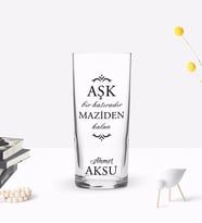 BK Gift Kişiye Özel Renkli Baskılı Aşk Bir Hatıradır Tasarımlı Rakı Bardağı-1 (Beyaz)