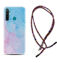 Realme 5i 5 Pro 6i 7 Pro 8 Kılıf Boyun Asklı Rasta Silikon Pink Blue Abstract 1385