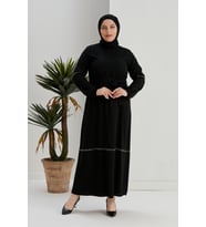 KOL VE ETEK TAŞLI ELBİSE   SİYAH   YASEMİN MODEL