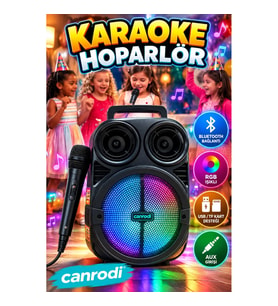 Kablosuz Karaoke Hoparlör 6.5 İnç Mikrofonlu RGB Işıklı Bluetooth Speaker USB TF Kart AUX Destekli