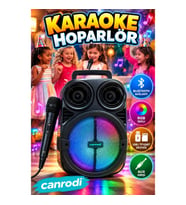 Kablosuz Karaoke Hoparlör 6.5 İnç Mikrofonlu RGB Işıklı Bluetooth Speaker USB TF Kart AUX Destekli