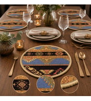 BK Gift 6 Adet El Yapımı Anadolu İzleri Kilim Kumaşı Supla Koleksiyonu 27cm -7