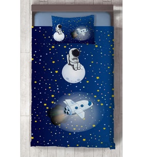 MEKTA HOME BEBEK VE ÇOCUK ODASI Astronot ve Spacex Desenli Yatak Örtüsü