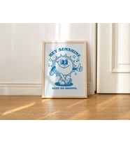 Güneş Retro Karakter Duvar Dekoru, Retro Söz Duvarı, Vintage Sanat