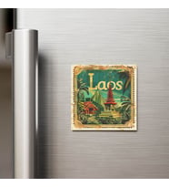 Laos Laos - Posta Pulu Temalı Ülke - Baskılı Buzdolap Magneti Kare - 9x9 cm