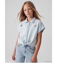 LCW Kids Mavi Taşlı Kız Çocuk Jean Gömlek