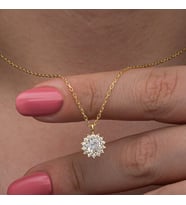 Gold  Minimal Yuvarlak Anturaj Ayar Gümş Kadın Kolye