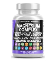 Clean Nutraceuticals Magnezyum Complex with Magne Glycinate Citrate Malate Oxide Taurate Aspartate Orotate  Mag Chloride, Zinc Copper Manganese  Vitamin C B1 B2 B6 B12 Complex 90 Capsul. (Renksiz)