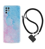 INFINIX Note 11 Pro Note 10 Hot 9 Play Kılıf Boyun Askılı Silikon Pink Blue Abstract 1385