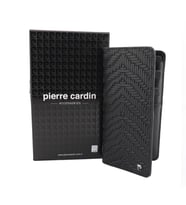 Pierre Cardin Örgü Desenli Logolu Deri Cüzdan Dik Model 11055 (Siyah)