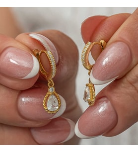 Damla Figürlü Gold Kaplama 925 Ayar Gümüş Sallantılı Küpe