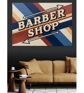 Barber Shop Klasik Tabelası Tasarımı Dekoratif Kanvas - Mdf Ahşap Tablo