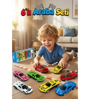 6'lı Metal Gövde Diecast Oyuncak Araba Seti - Dayanıklı Spor Yarış Arabaları - Mini Araç Paketi