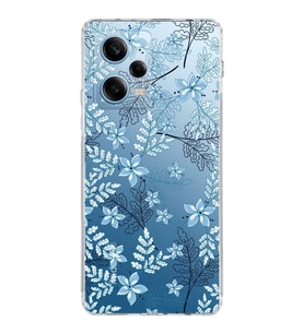 PrintiFy Xiaomi Redmi Note 12 Pro 5G Uyumlu Kamera Korumalı Floral Mavi Tasarımlı Kılıf