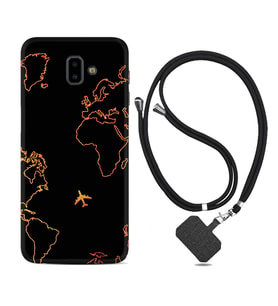 Samsung J6 Plus J7 Prime J7 Pro M20 Kılıf Boyun Askılı Silikon Harita ve Uçak 1777