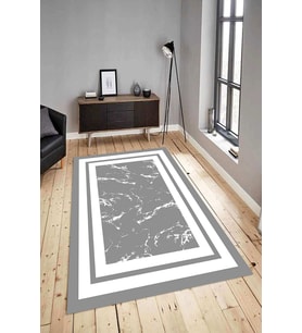 Dijital Baskılı Yıkanabilir Kaymaz Modern Renkli Salon Halısı Mutfak Halısı Yolluk ND-HY-1383 (Gri)