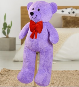 Bubblebear 140 cm Kırmızı Papyonlu Ayıcık (Lila)