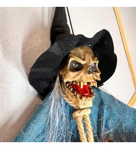 Halloween Cadılar Bayramı İskelet Korkuluk Welcome Işıklı Sesli 120cm Sese Duyarlı Çalışma Alkışla çalışma Korku Aksesuarı