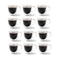 12'li Kahve Bardağı Seti Çift Cidarlı Kuplu Cappuccino Bardağı 250 ml