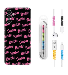 Samsung A23 A31 A32 A50 A51 A52 A53 A70 Kılıf Kablo Koruma Spiral Silikon Barbie 1404