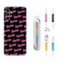 Samsung A23 A31 A32 A50 A51 A52 A53 A70 Kılıf Kablo Koruma Spiral Silikon Barbie 1404