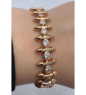 Kararmaz Renk Atmaz Xuping Rose Gold Çivili Spike Zirkon Taşlı Kadın Çelik Bileklik