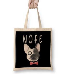 French Bulldog Nope Funny French Bulldog Lovers Bez Çanta Uzun Saplı
