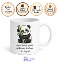 Sevimli Panda Bambu Yiyen Uykucu Tasarımlı Kupa Bardak Hediye