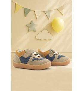 Rakerplus Bob Hakiki Deri Kum Rengi Barefoot Cırtlı Lastikli Bebek Sneaker Ayakkabı