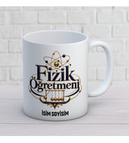 Kişiye Özel Fizik Öğretmeni Atom Modeli ve Newton Beşiği Desenli Kupa Bardak