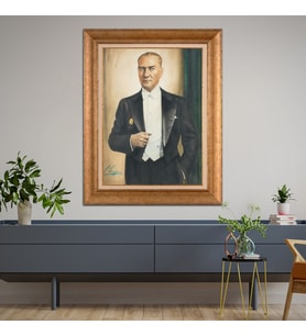Altın Varaklı Paspartulu Çerçeveli Tablo rv1277