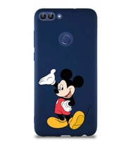 Huawei P Smart Soft Premier Kapak Mickey Mouse-C Tasarımlı Silikon Kılıf - Lacivert (Şeffaf)