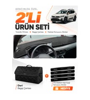 e-biz DACİA JOGGER EKRANSIZ (2022-2026) Uyumlu Torpido Örtüsü + Deri Bagaj Çantası - Siyah - DA002