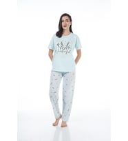 Estiva 22124 Kadın Çiçek Desenli Kısa Kollu Viskon Pijama Takımı