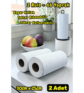 Technow 33 Yaprak Kopar Kullan Rulo Hassas Temizlik Bezi Mavi 25x30cm 2 Rulo Adet